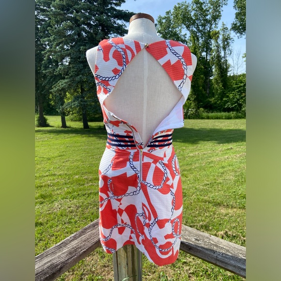 Lilly Pulitzer Dress 'Kirkland Booze Cruise Tango Orange" Size 8 Nautical Sun - Picture 5 of 8